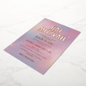 Modern Galaxy Roos Gold Bat Mitzvah Folie Uitnodiging (Gedraaid)