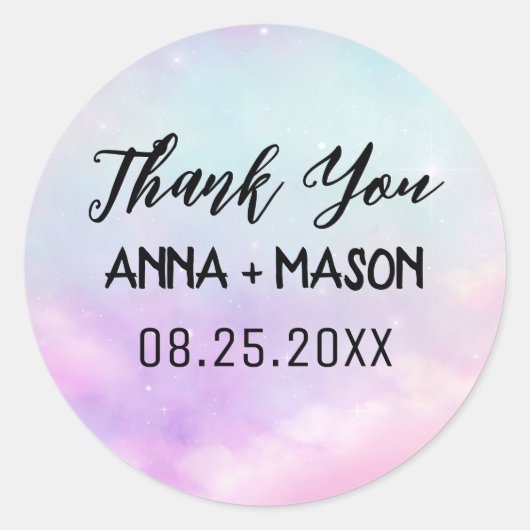 Modern Galaxy Star Dank je huwelijk Ronde Sticker (Voorkant)