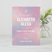 Modern Galaxy Star van David Bat Mitzvah Kaart (Staand voorkant)