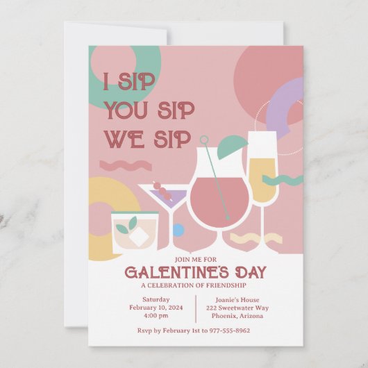 Modern Galentine's Day Party Uitnodiging (Voorkant)