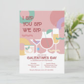 Modern Galentine's Day Party Uitnodiging (Staand voorkant)