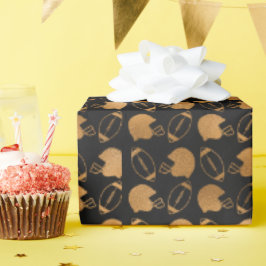Modern Game Day Zwart & Goud Voetbalpatroon  Cadeaupapier