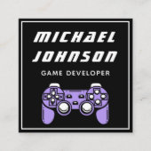 Modern Game Developer Designer Black White Trendy Vierkante Visitekaartje (Voorkant)