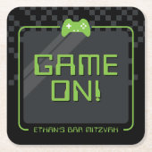 MODERN GAMER coole controller fun zwart groen Kartonnen Onderzetters (Voorkant)