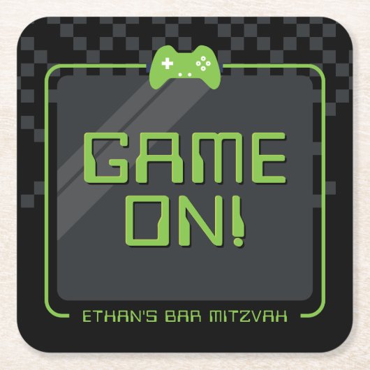 MODERN GAMER coole controller fun zwart groen Kartonnen Onderzetters (Voorkant)