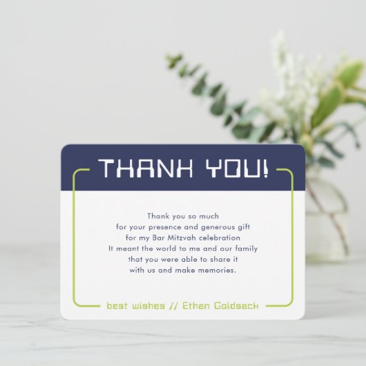 MODERN GAMING BEDANKT Bar Mitzvah marineblauw Limo (Staand voorkant)