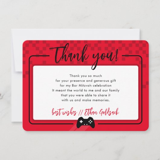 MODERN GAMING BEDANKT Bar Mitzvah rood zwart (Voorkant)