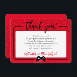 MODERN GAMING BEDANKT Bar Mitzvah rood zwart<br><div class="desc">door kat massard >>> www.simplysweetPAPERIE.com << Een eenvoudig ontwerp voor uw DANK U FLAT KAARTEN - aan uw belangrijkste uitnodigingen. Houd van het ontwerp, maar wil graag enkele wijzigingen zien - een ander kleurenschema, product, een foto toevoegen of aangepast voor een andere gelegenheid - geen zorgen neem gewoon contact met...</div>