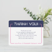 MODERN GAMING BEDANKT Bat Mitzvah marineblauw roze (Staand voorkant)