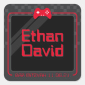 MODERN GAMING trendy cool leuk rood zwart Vierkante Sticker (Voorkant)