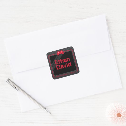 MODERN GAMING trendy cool leuk rood zwart Vierkante Sticker (Envelop)