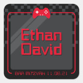 MODERN GAMING trendy cool leuk zwart rood Vierkante Sticker (Voorkant)
