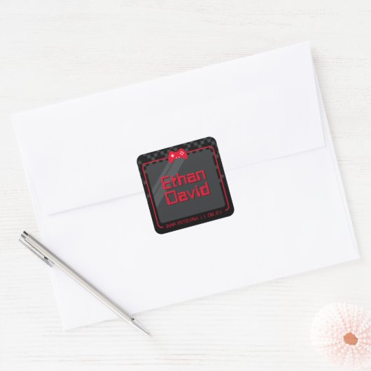 MODERN GAMING trendy cool leuk zwart rood Vierkante Sticker (Envelop)