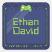 MODERN GAMING trendy marine blauw neon groen Vierkante Sticker (Voorkant)