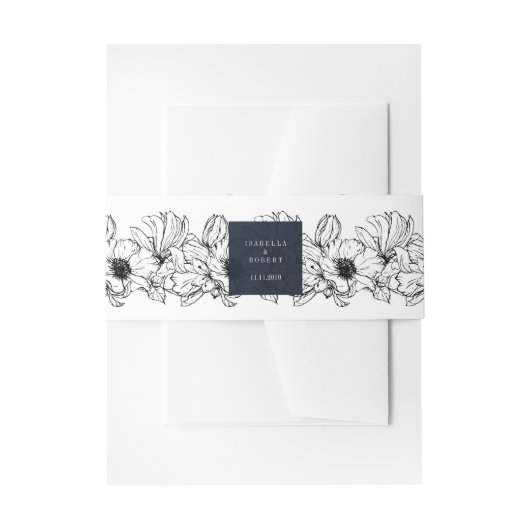 Modern Garden | Blauw | Florence bruiloft Uitnodigingen Wikkel (Voorkant Voorbeeld)