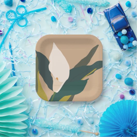 Modern Garden Calla Lily Flower Party Papieren Bordje (Feest)