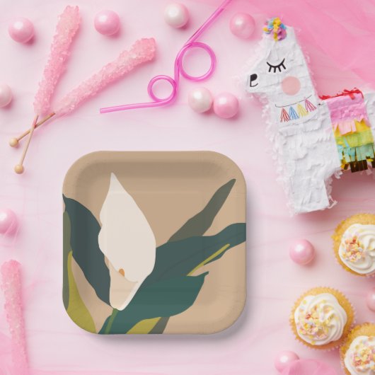 Modern Garden Calla Lily Flower Party Papieren Bordje (Feest)