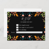 Modern Garden Fall bladeren Black RSVP Briefkaart (Voorkant / Achterkant)