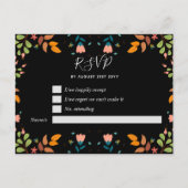 Modern Garden Fall bladeren Black RSVP Briefkaart (Voorkant)
