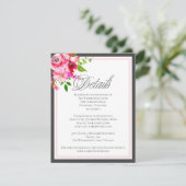 Modern Garden Flower Wedding Details Grijs Informatiekaartje (Staand voorkant)