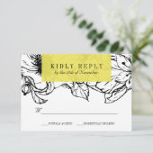 Modern Garden | Geel | Floral bruiloft RSVP (Staand voorkant)