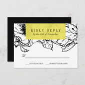 Modern Garden | Geel | Floral bruiloft RSVP (Voorkant / Achterkant)