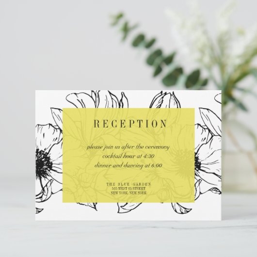 Modern Garden | Geel | Floral bruiloft RSVP Kaart (Staand voorkant)