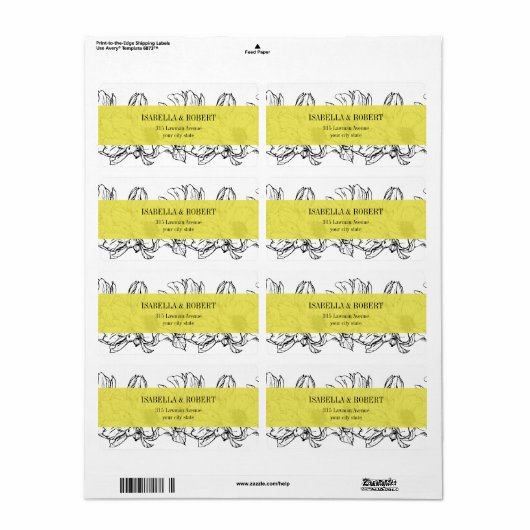 Modern Garden | Geel | Florence bruiloft Etiket (Full Sheet)