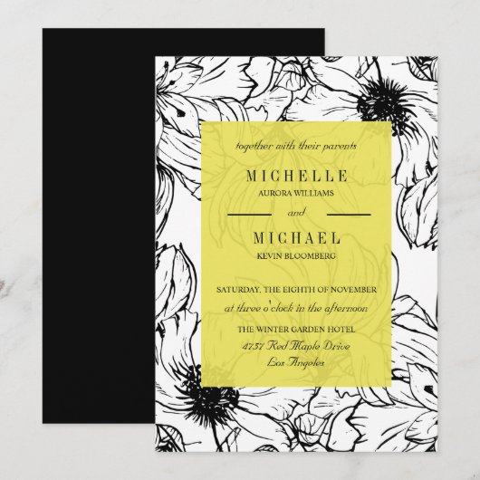Modern Garden | Geel | Florence bruiloft Kaart (Voorkant / Achterkant)