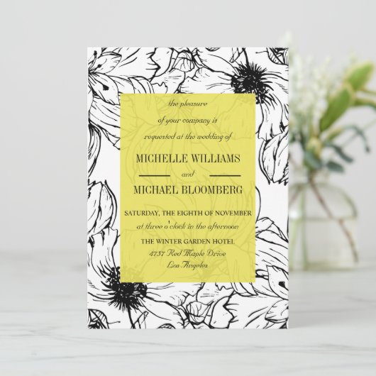 Modern Garden | Geel | Florence bruiloft Kaart (Staand voorkant)