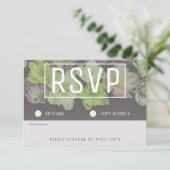 MODERN Garden Hellebore Wood en witte RSVP-kaart RSVP Kaartje (Staand voorkant)