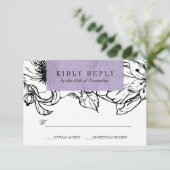 Modern Garden | Lavender | Floral bruiloft RSVP (Staand voorkant)