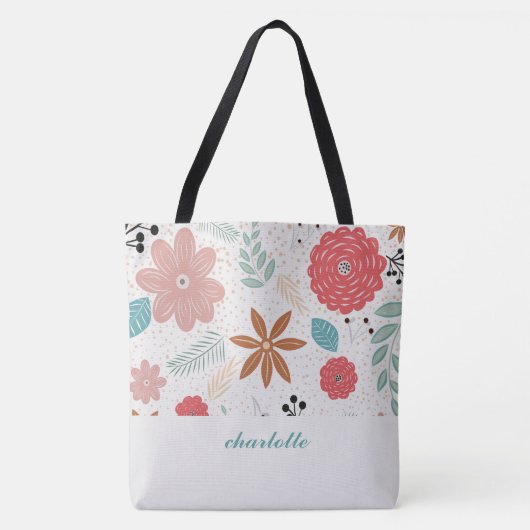 Modern Garden Monogrammed Canvas tas (Voorkant)