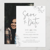 Modern Garden Orchids Wedding Photo Save the Date Kaart (Voorkant / Achterkant)