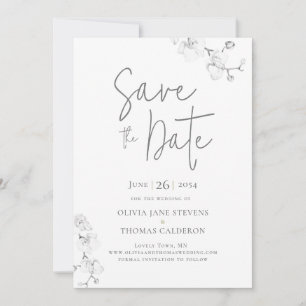 Modern Garden Orchids Wedding Photo Save the Date Kaart