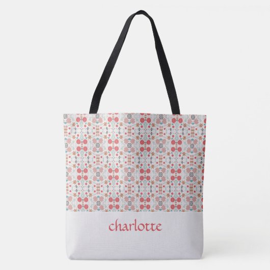 Modern Garden Pattern Monogrammed Canvas tas (Voorkant)