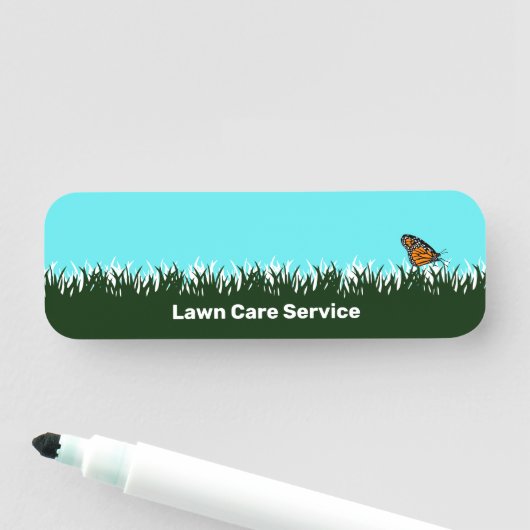 Modern Garden Service Lawn Silhouette Dry Erase Naamplaatje (In situ)