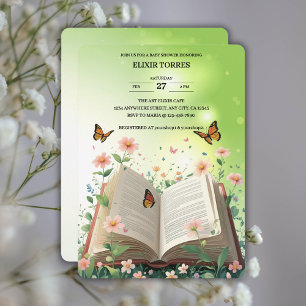 Modern Garden Storybook Floral Baby shower Kaart