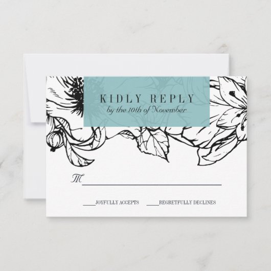 Modern Garden | Turquoise | Floral bruiloft RSVP (Voorkant)