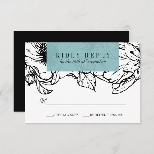 Modern Garden | Turquoise | Floral bruiloft RSVP (Voorkant / Achterkant)