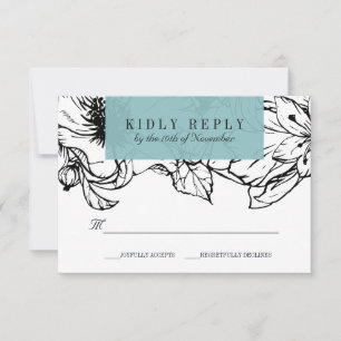 Modern Garden Turquoise Floral bruiloft RSVP