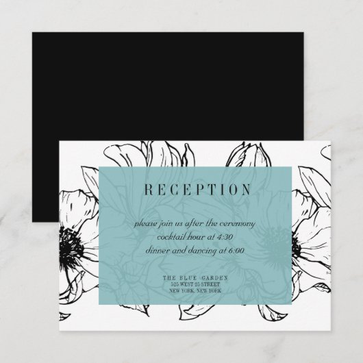 Modern Garden | Turquoise | Floral bruiloft RSVP Kaart (Voorkant / Achterkant)