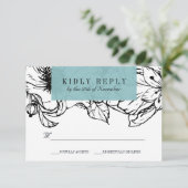 Modern Garden | Turquoise | Floral bruiloft RSVP Kaartje (Staand voorkant)