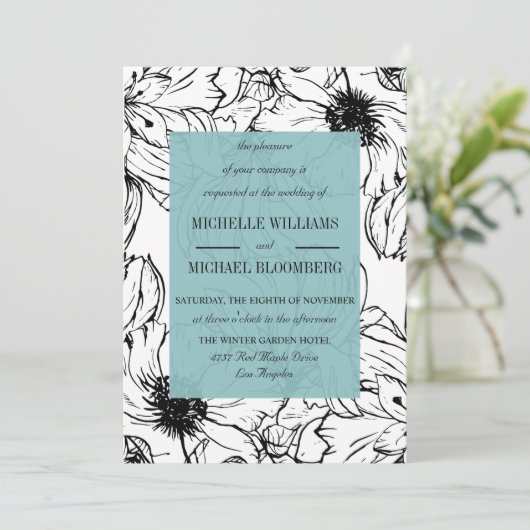 Modern Garden | Turquoise | Florence bruiloft Kaart (Staand voorkant)
