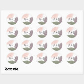 Modern Garden Waterverf Envelope Seal, Wedding Ronde Sticker (Vel)