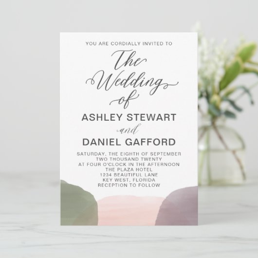 Modern Garden Waterverf Weddenschap Kaart (Staand voorkant)