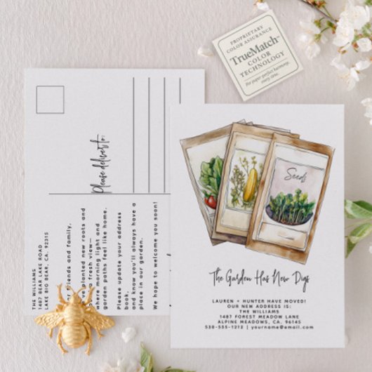 Modern Garden We've Moved Elegant Watercolor Aankondigingskaart
