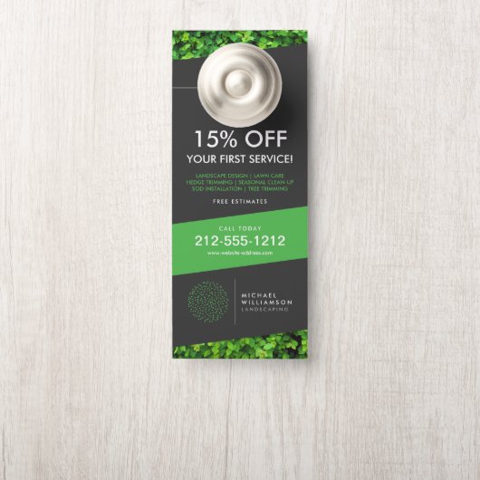 Modern Gardener Landscaping Shrub Logo Donkergrijs Deurhanger (Op knop)