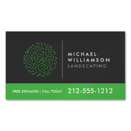 Modern Gardener Landscaping Shrub Logo Donkergrijs Magnetisch Visitekaartje
