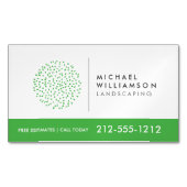 Modern Gardener Landscaping Shrub Logo op White Magnetisch Visitekaartje (Voorkant)